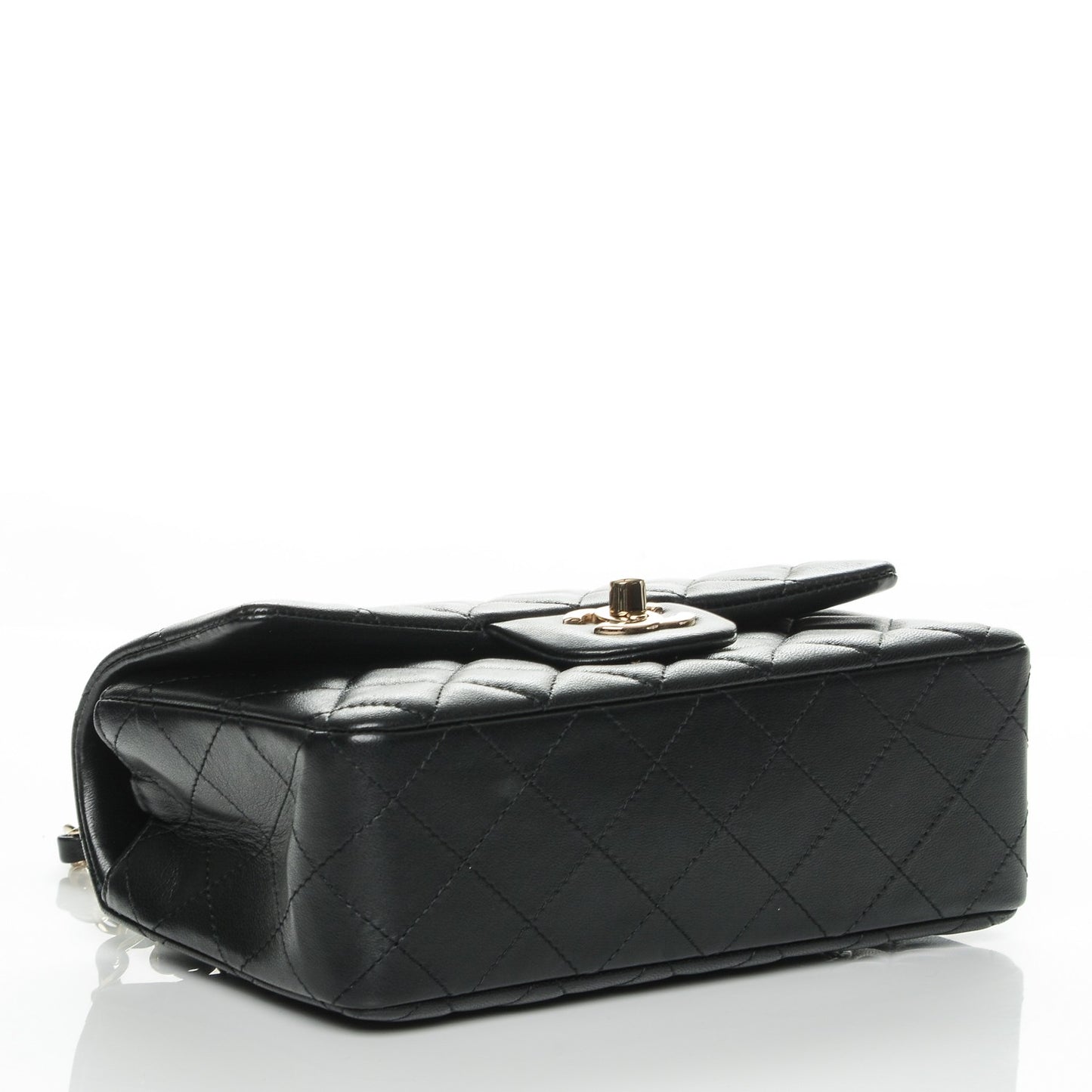 Lambskin Quilted Mini Rectangular Flap Black