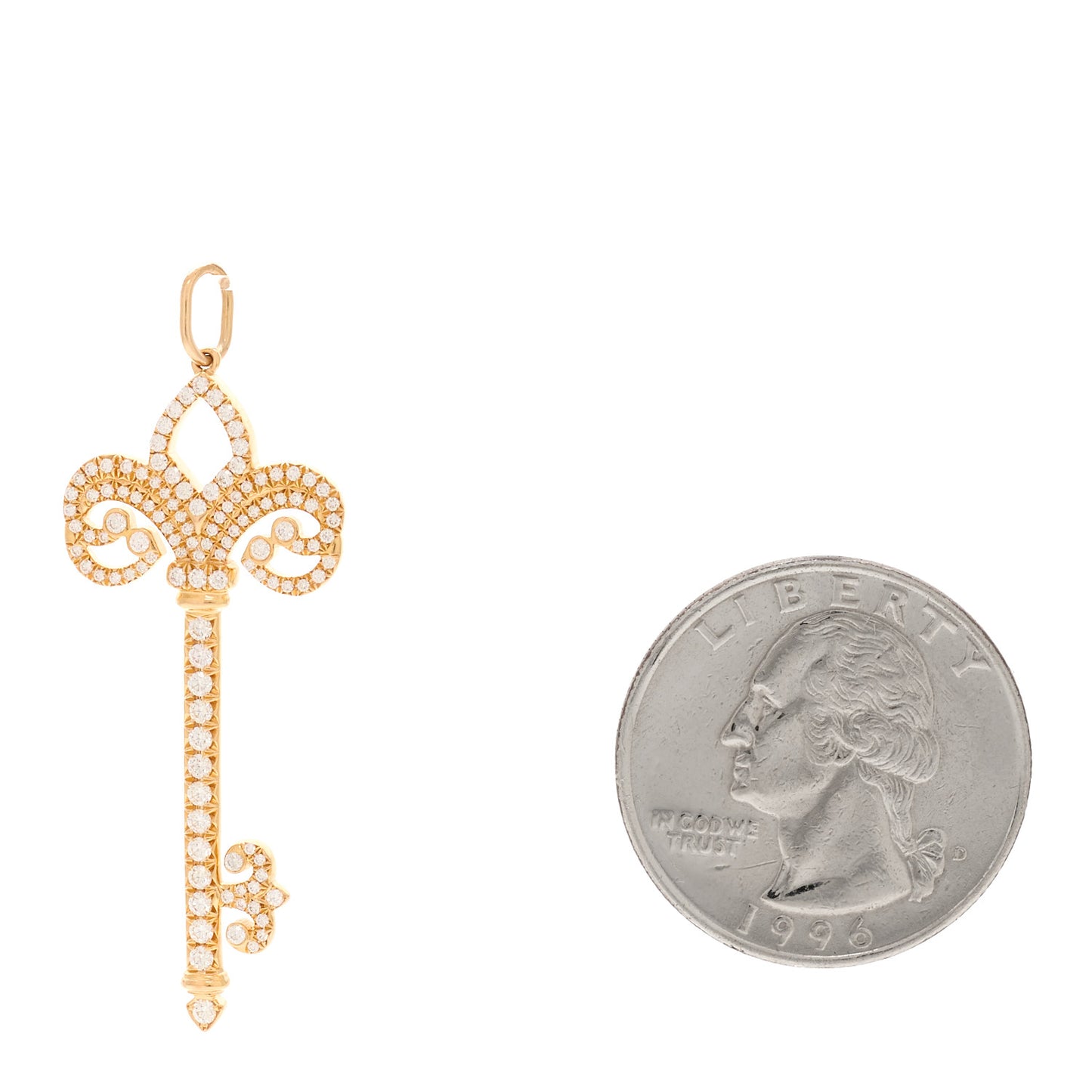 18K Rose Gold Diamond .37ct Fleur De Lis Key Pendant