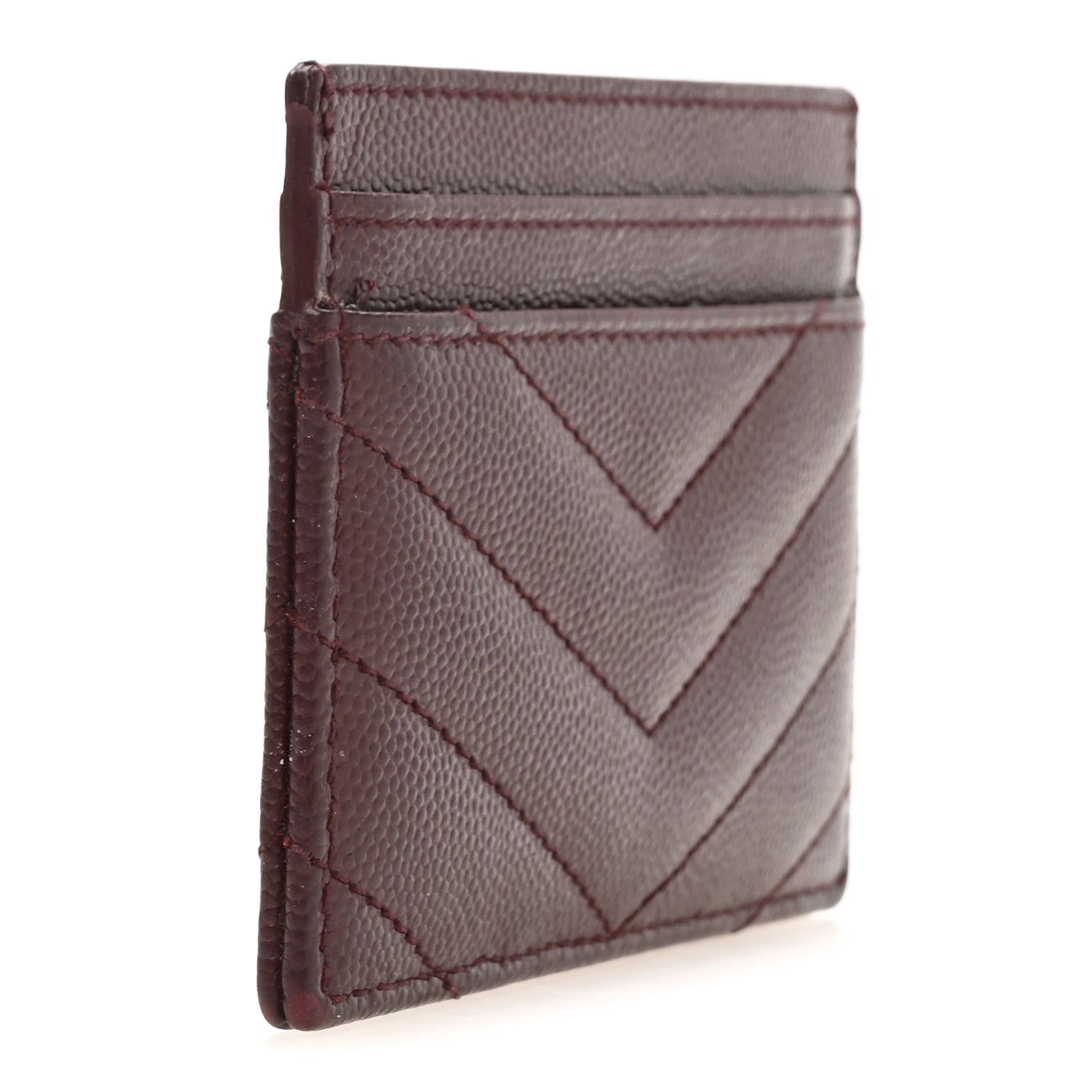 Saint Laurent Grain De Poudre Matelasse Chevron Cassandre Credit Card Case Rouge Legion 3 of 9