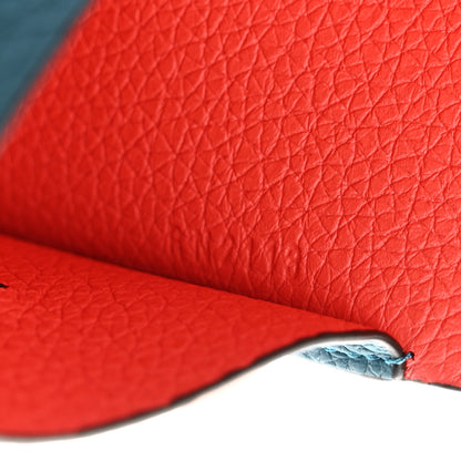 Moynat Taurillon Gex Envelope Passport Holder Prussian Blue Coral 8 of 8