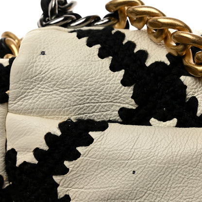 Chanel Calfskin Crochet Medium Chanel 19 Flap White Black 11 of 12
