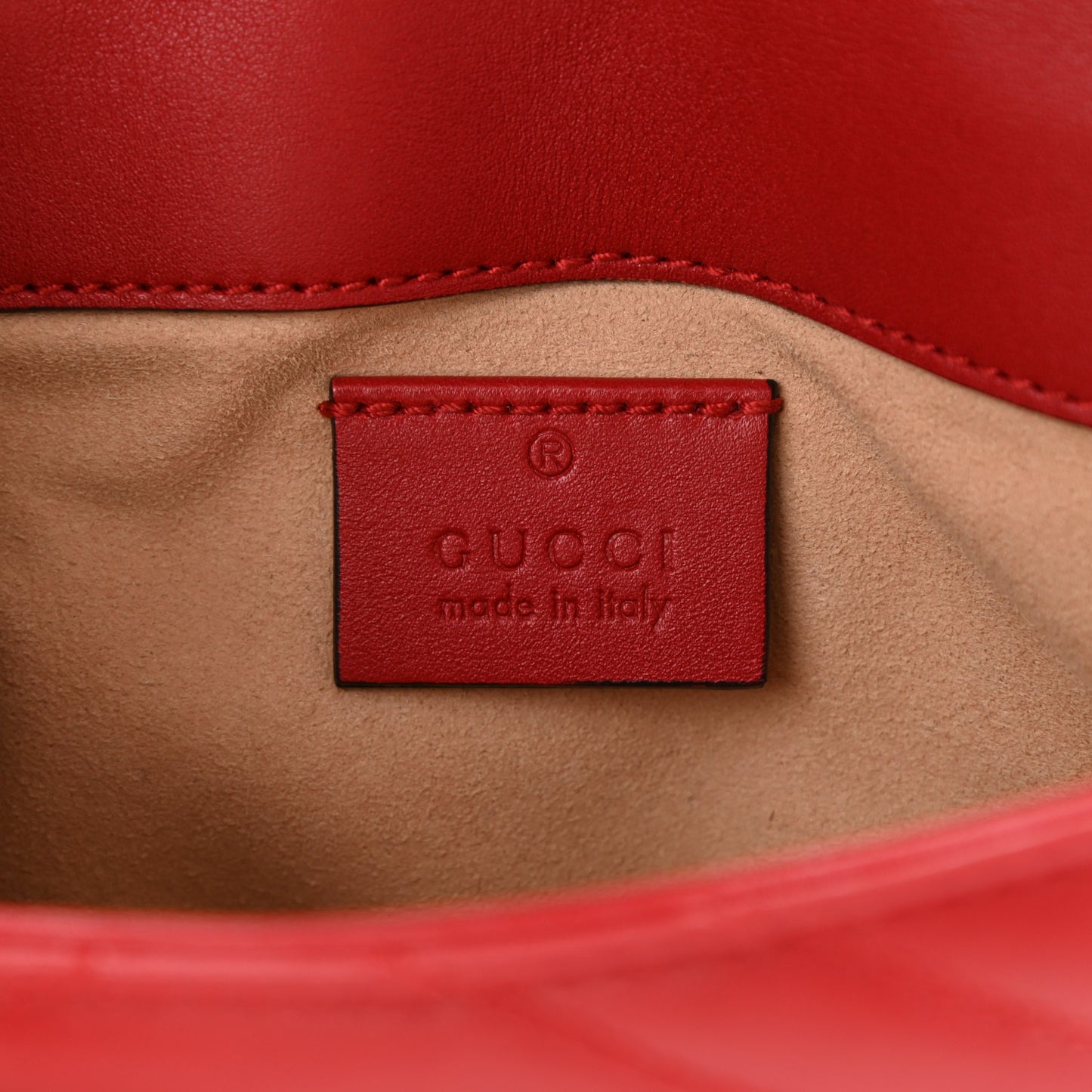 Calfskin Matelasse Super Mini GG Marmont Shoulder Bag Hibiscus Red