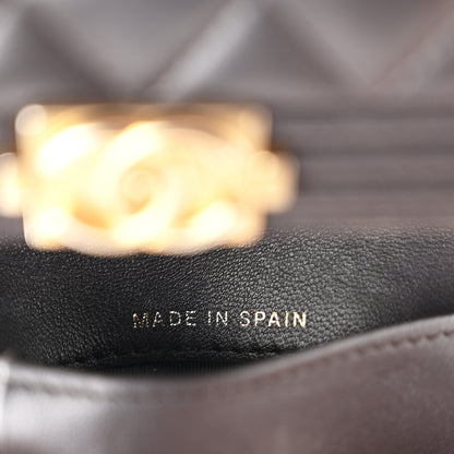 Chanel Lambskin Quilted Compact Boy Wallet Dark Grey 7 of 9