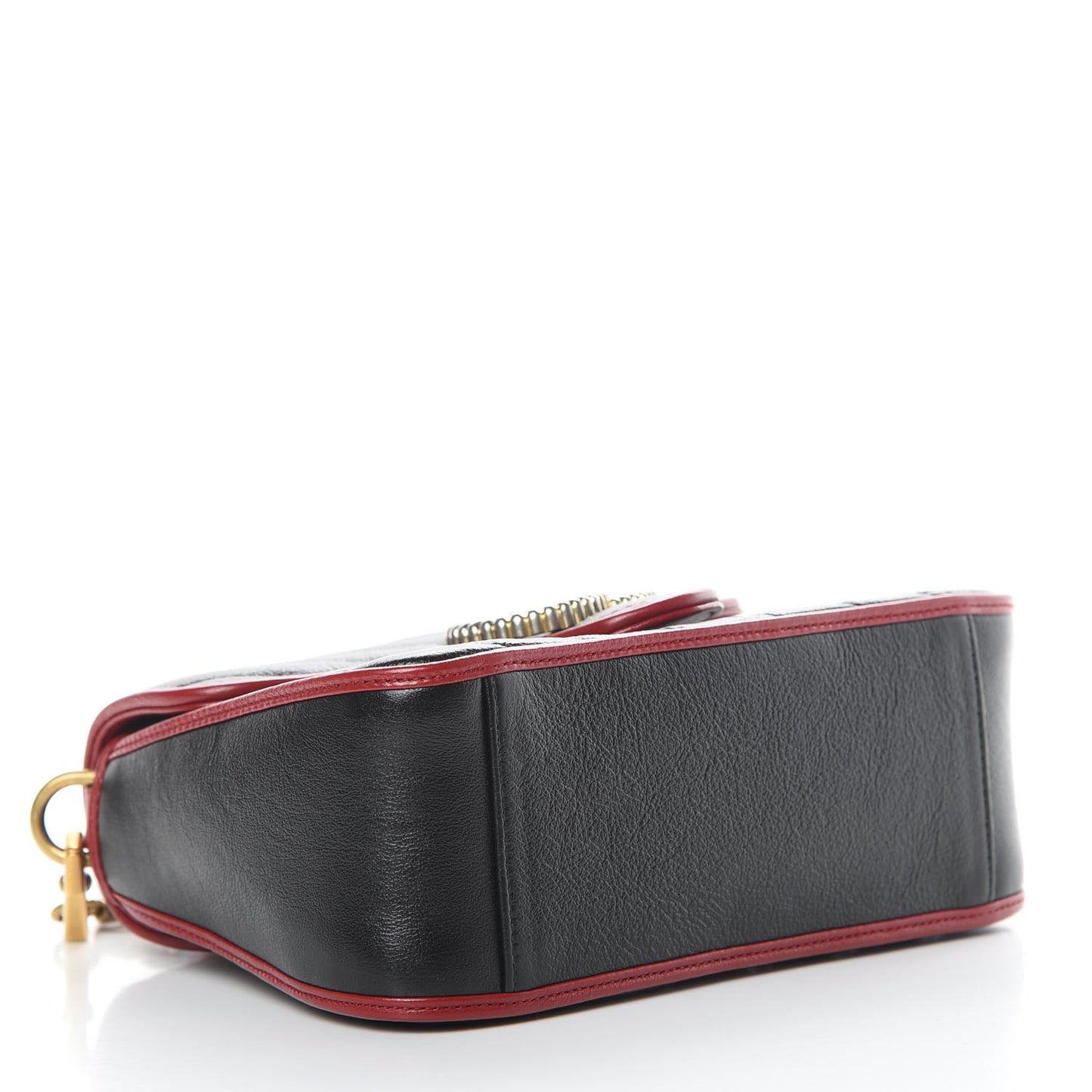 Vintage Effect Calfskin Matelasse Diagonal Mini Torchon GG Marmont Top Handle Shoulder Bag Black Romantic Cherry