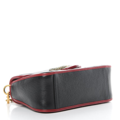 Gucci Vintage Effect Calfskin Matelasse Diagonal Mini Torchon GG Marmont Top Handle Shoulder Bag Black Romantic Cherry 4 of 10