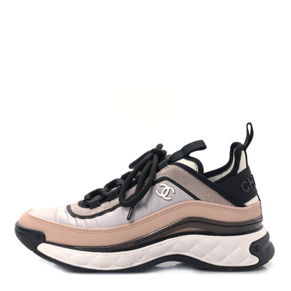 Chanel Suede Calfskin Mixed Fibers CC Sneakers 37 Pink Grey 1 of 9