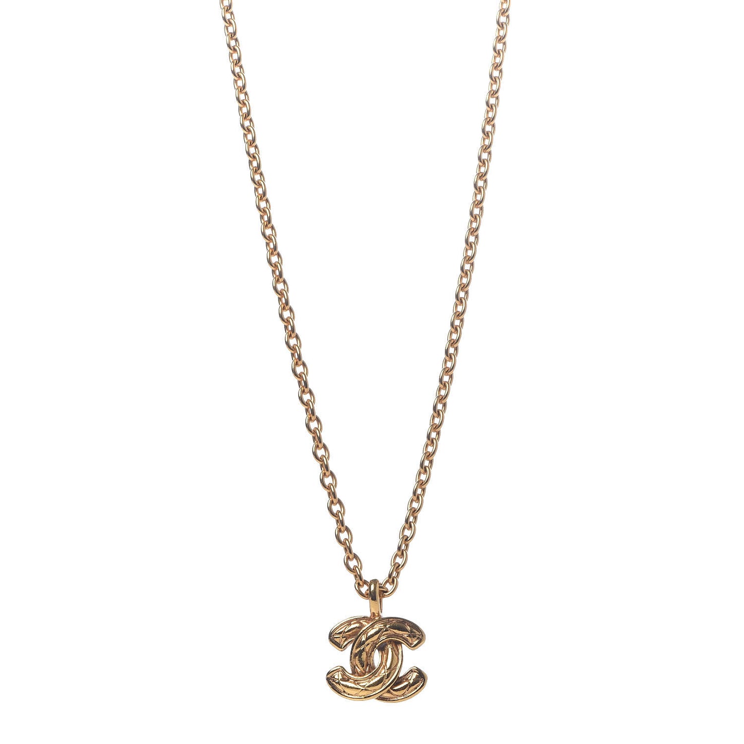 Quilted CC Necklace Gold