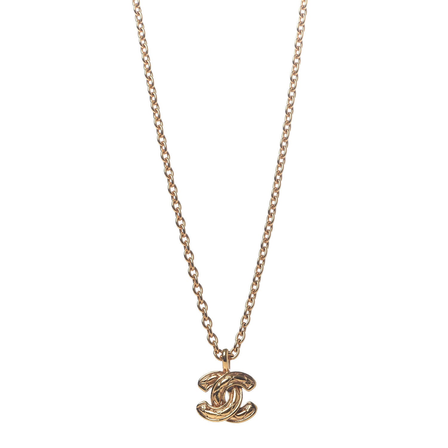 Chanel Quilted CC Necklace Gold 1 of 6