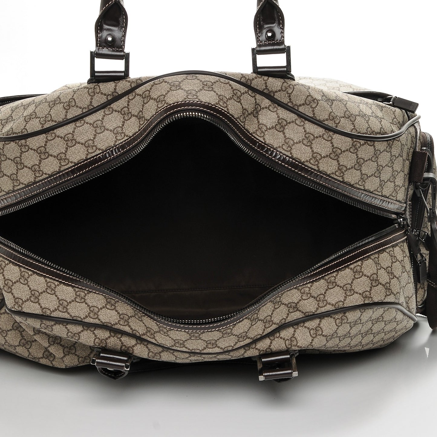 GG Supreme Monogram Interlocking G Duffle Bag Dark Brown