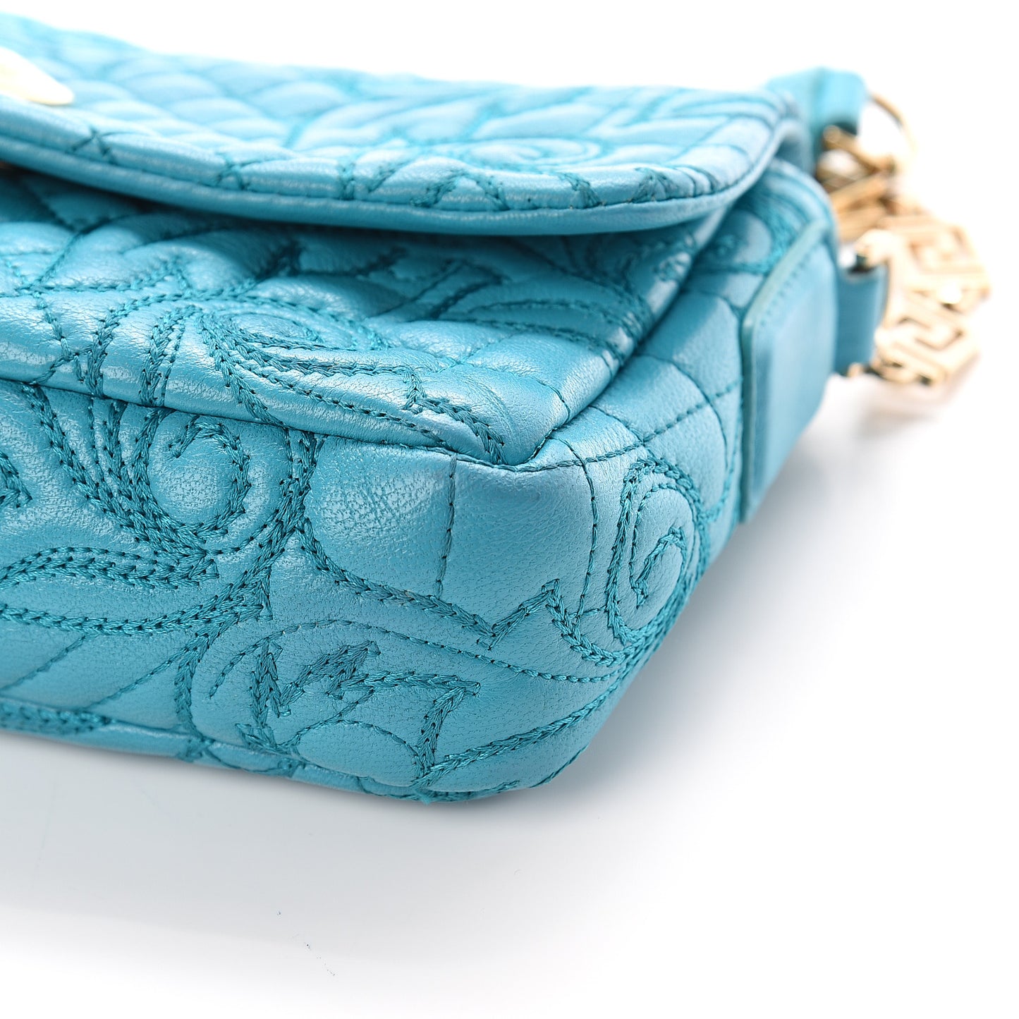 Nappa Barocco Quilted Vanitas Medea Shoulder Bag Blue