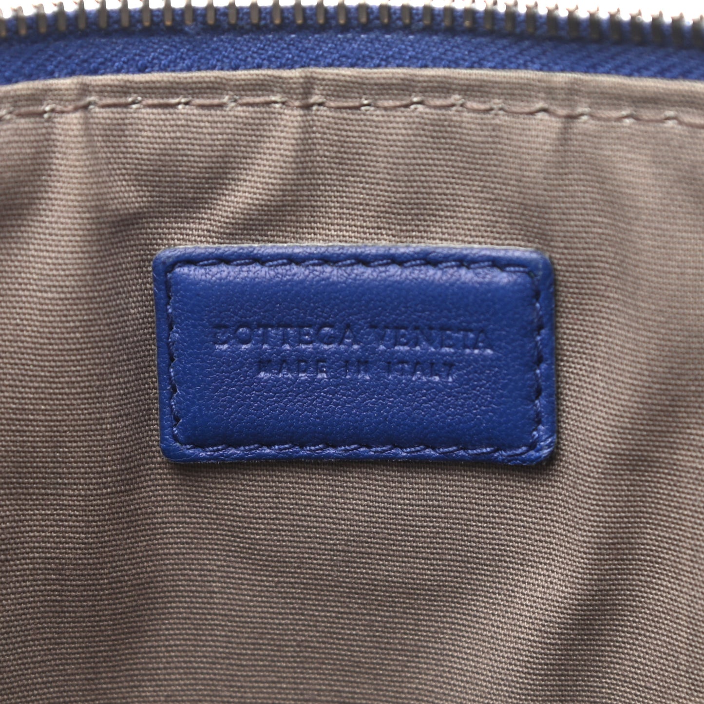 Nappa Intrecciato Large Flat Zip Biletto Pouch Blue