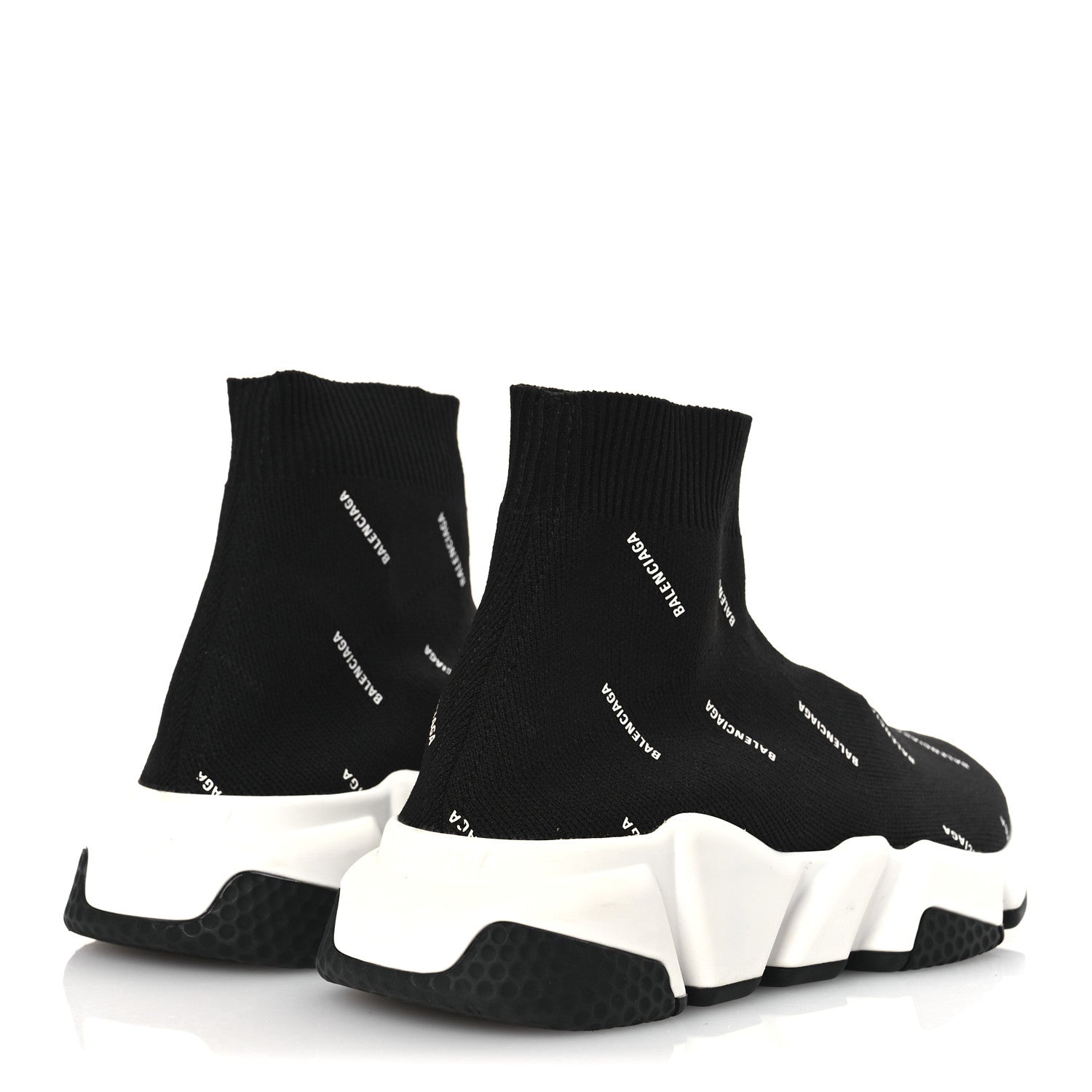Balenciaga Neoprene Knit Allover Logo Bi-Color Sole Womens Speed Sneakers 35 Black White 10 of 26