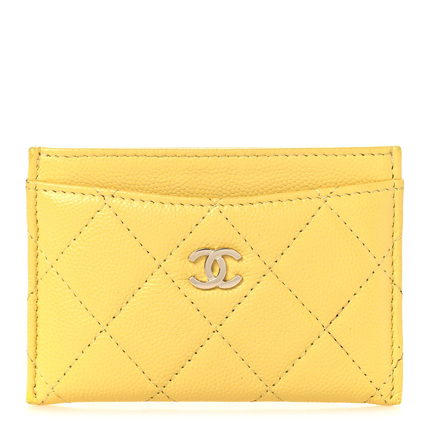Caviar Quilted Card Holder Yellow