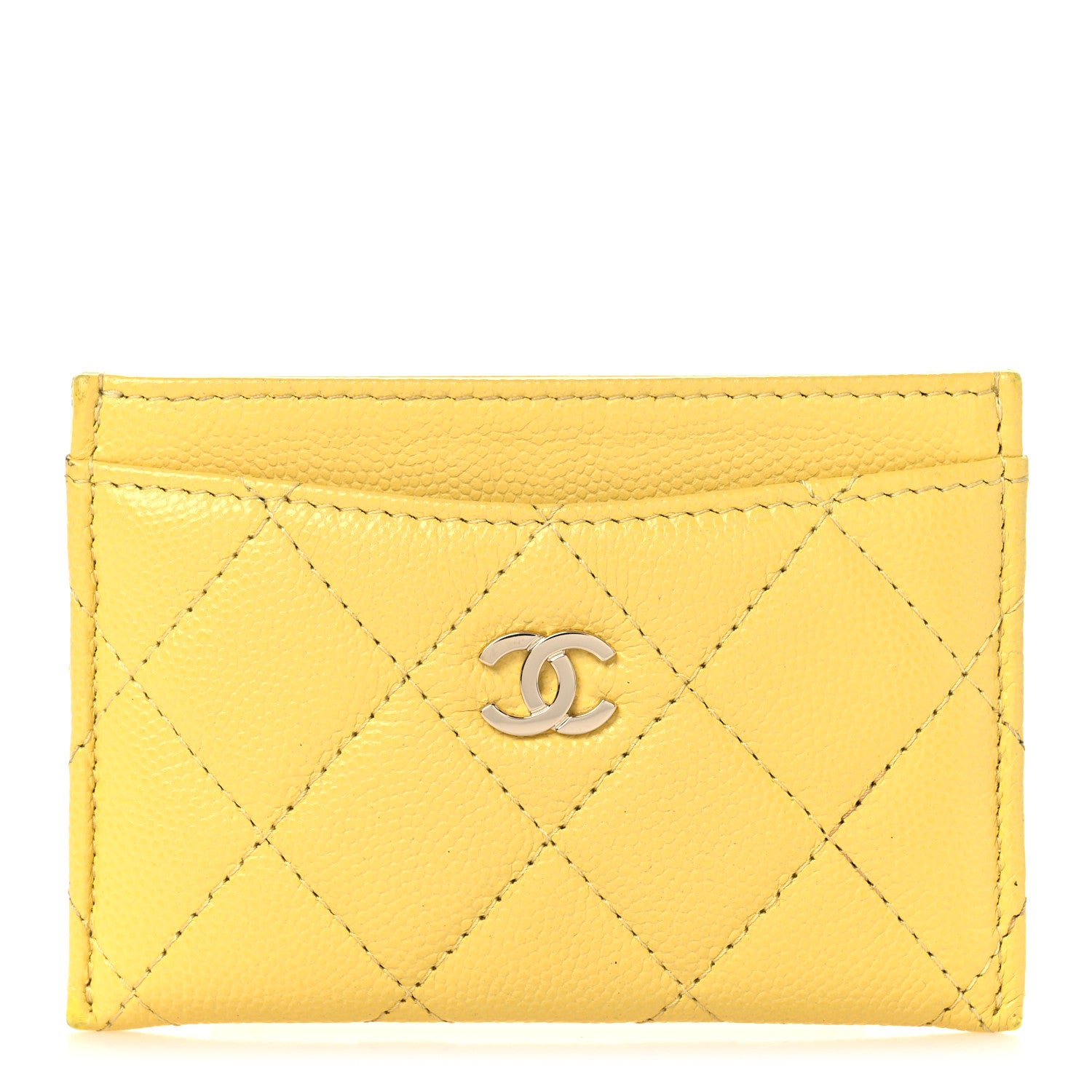 Chanel Caviar Quilted Card Holder Yellow 1 of 9