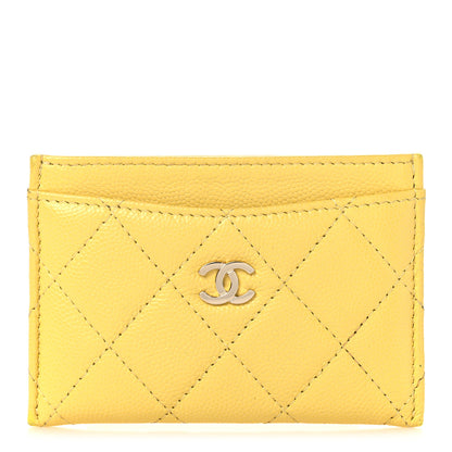 Chanel Caviar Quilted Card Holder Yellow 1 of 9