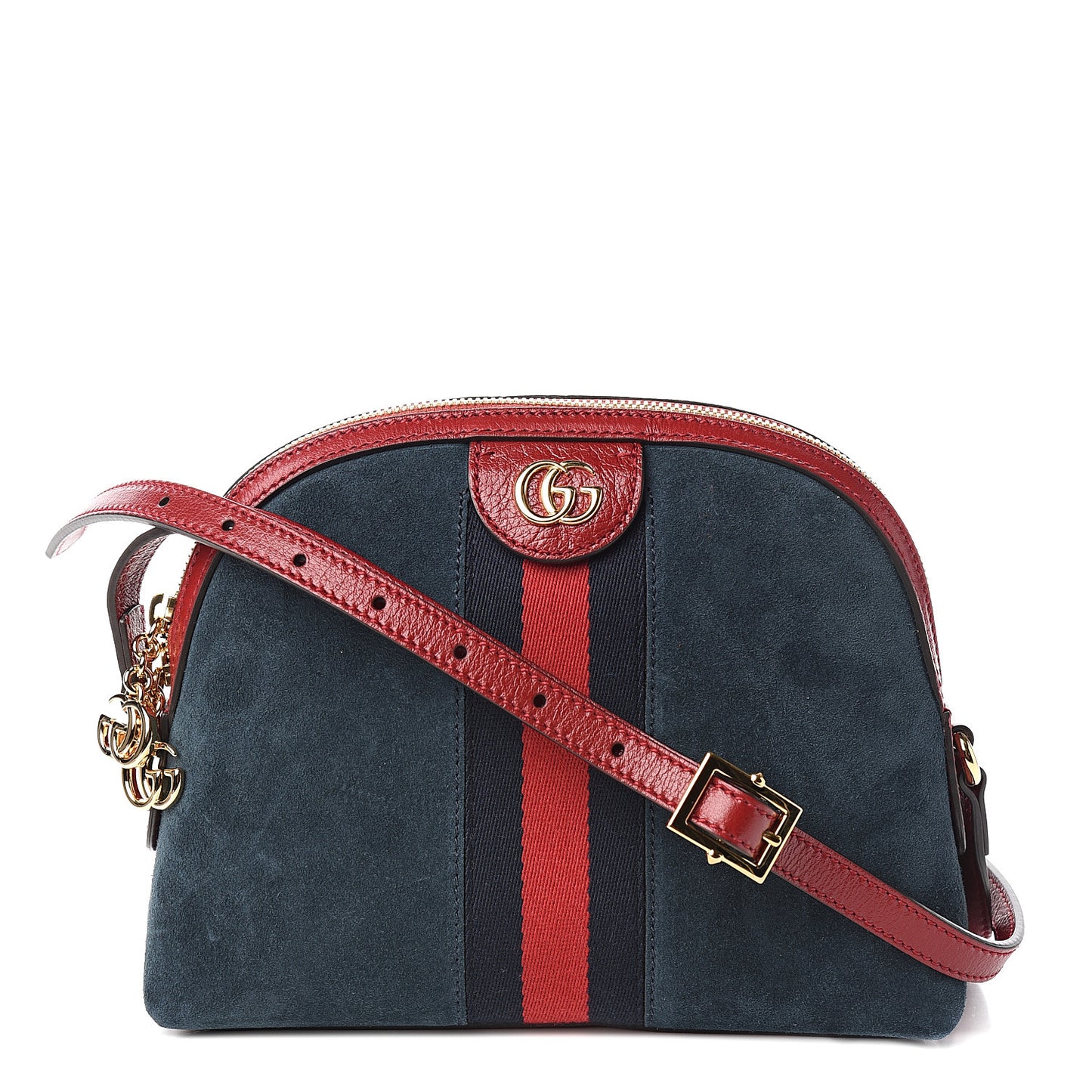 Suede Calfskin Web Small Ophidia Dome Shoulder Bag New Blue Romantic Cherry