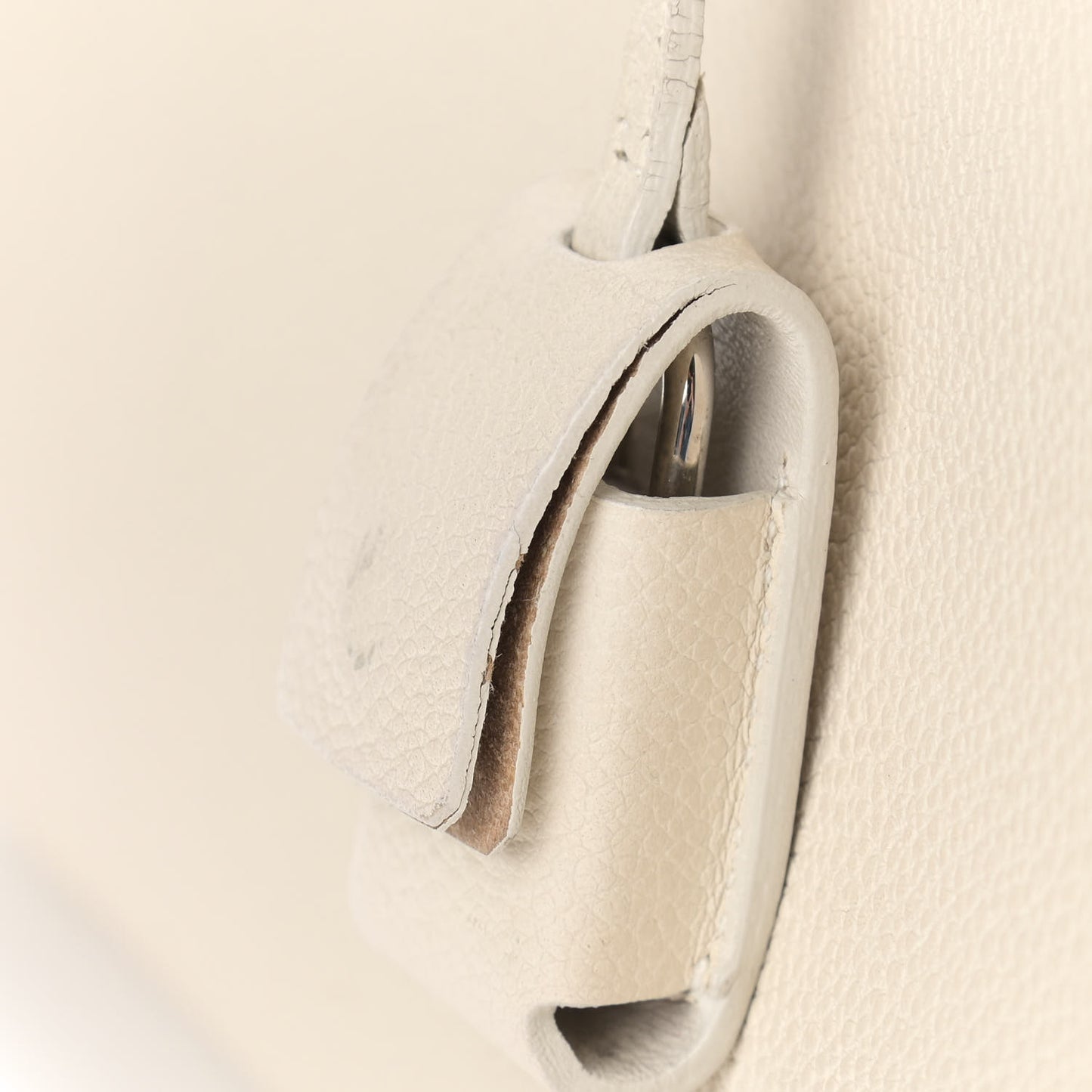 Grained Calfskin Baby Sac De Jour White