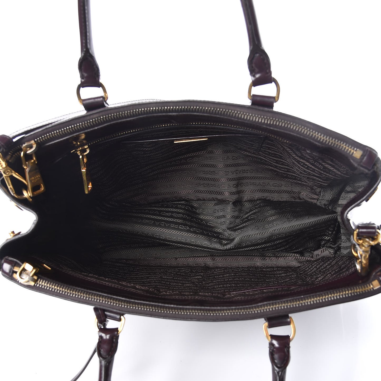 Saffiano Vernice Medium Galleria Double Zip Tote Granato
