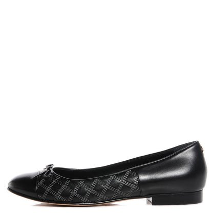 Chanel Lambskin Stitched Cap Toe Ballerina Flats Black 39 1 of 6
