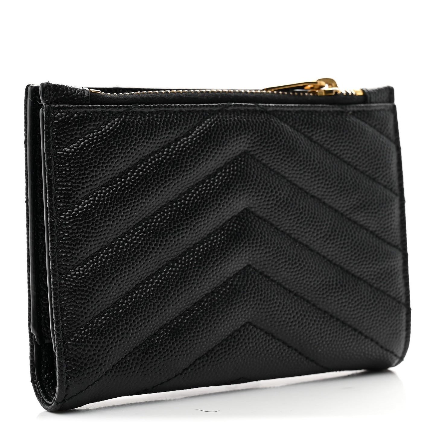 Grain De Poudre Matelasse Chevron Monogram Zipped Card Case Black