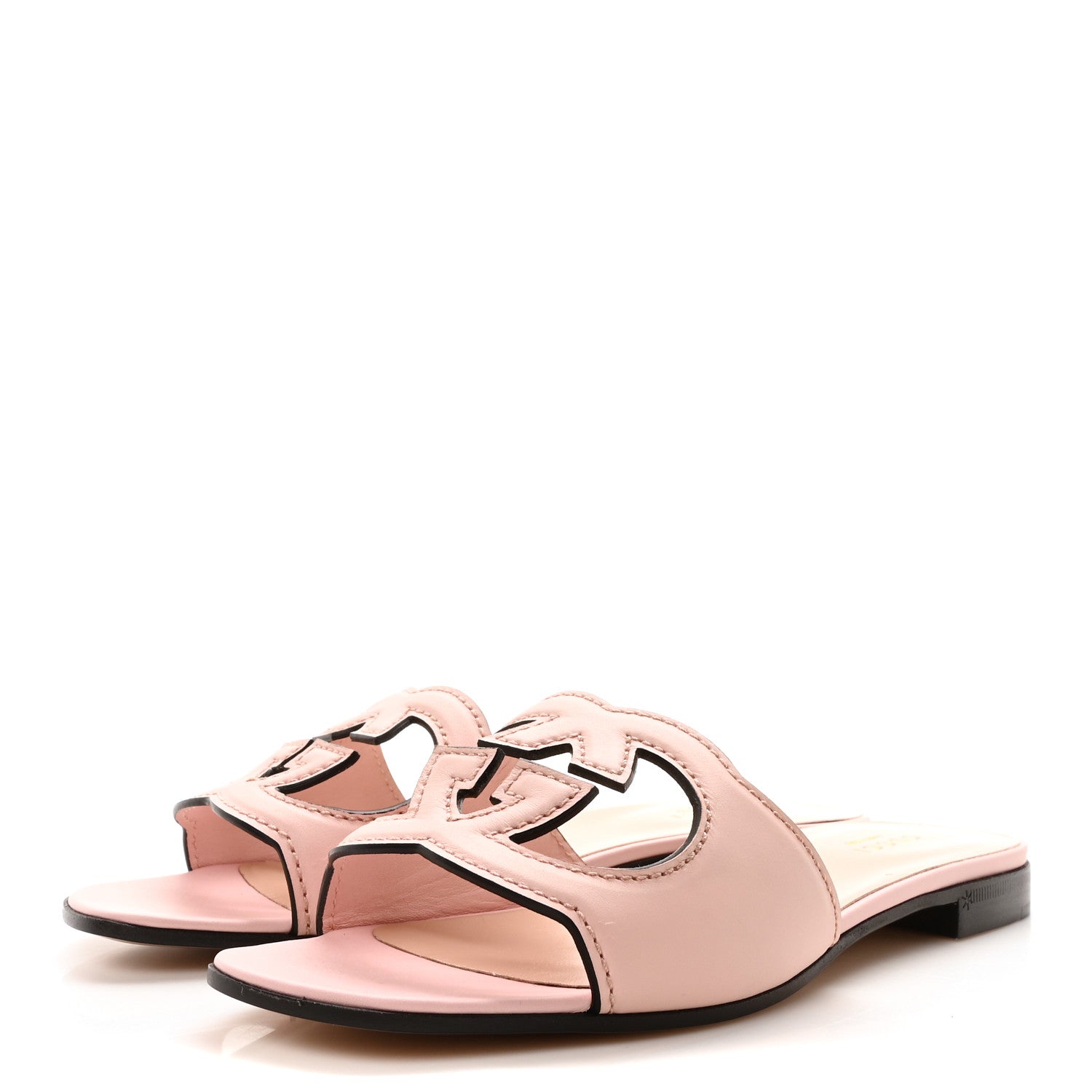 Gucci Cosmos Softy Calfskin Interlocking G Cut Out Slide Sandals 37 Candy Cotton 4 of 9