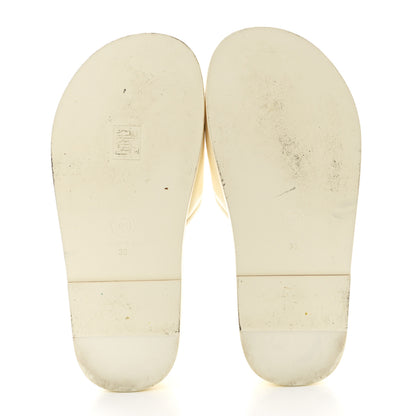 Chanel Lambskin Cha-Nel Mule Sandals 38 Ivory Multicolor 5 of 9