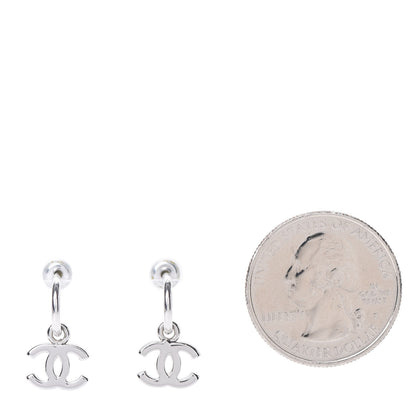 Chanel Ruthenium CC Drop Earrings Silver 2 of 4