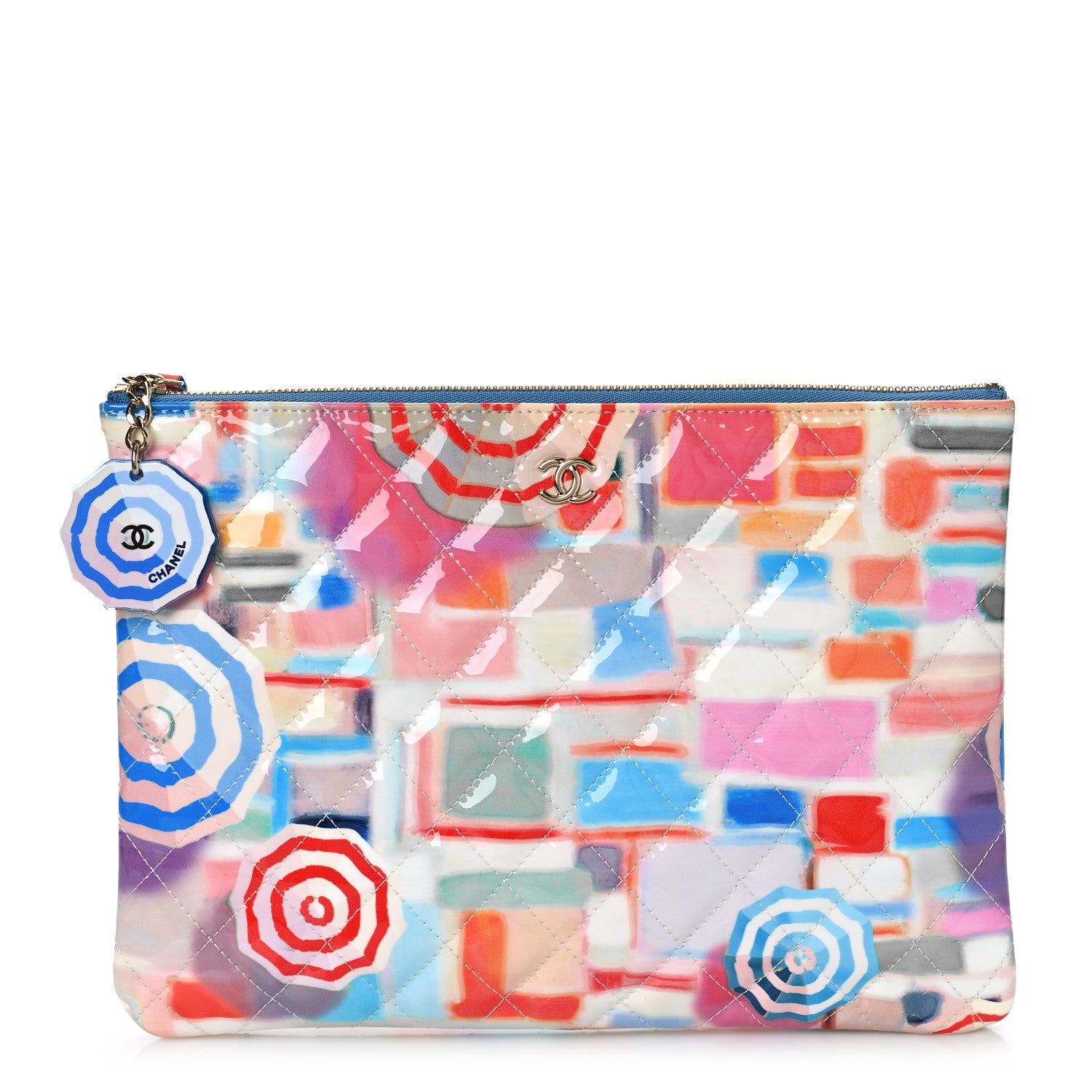 Chanel Patent Calfskin Printed Quilted Medium Cosmetic Case Multicolor 1 of 9