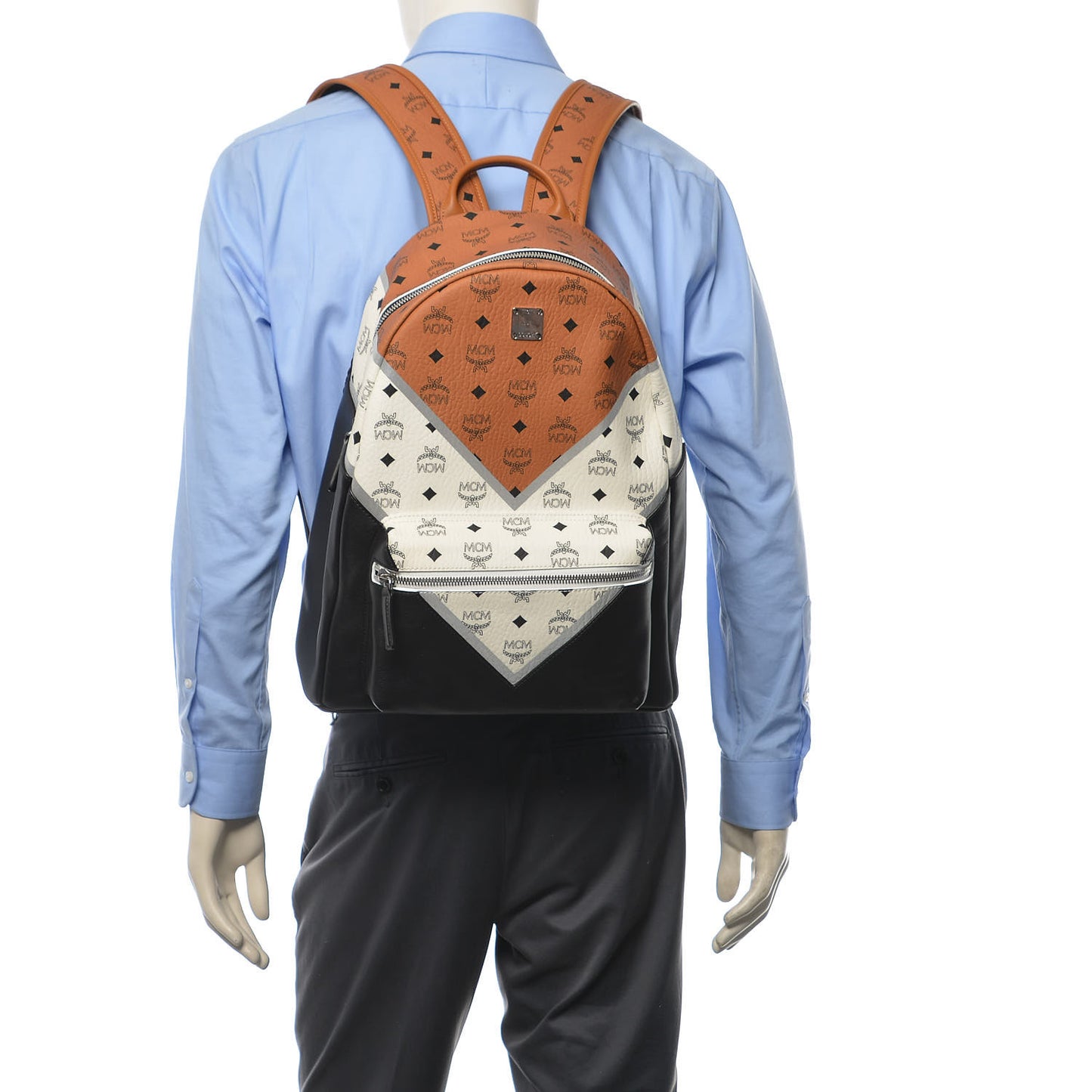 Visetos Chevron Medium Colorblock Stark Backpack Cognac