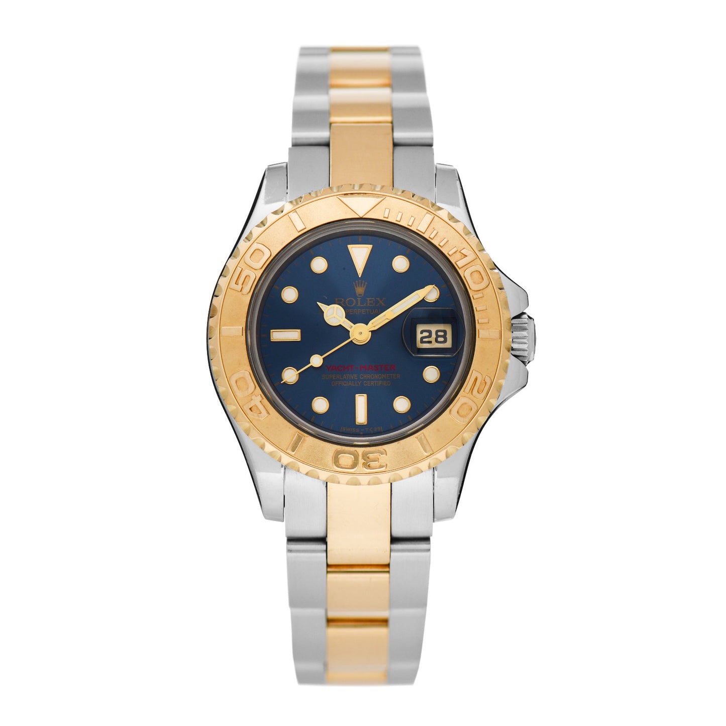Stainless Steel 18K Yellow Gold 29mm Oyster Perpetual Date Yacht-Master Watch Blue 69623