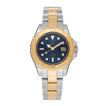 Rolex Stainless Steel 18K Yellow Gold 29mm Oyster Perpetual Date Yacht-Master Watch Blue 69623 1 of 4