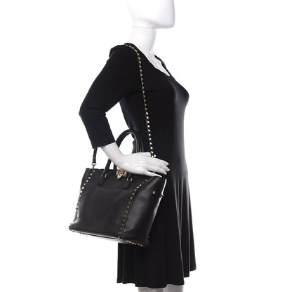 Valentino Garavani Vitello Rockstud Double Handle Tote Black 2 of 14