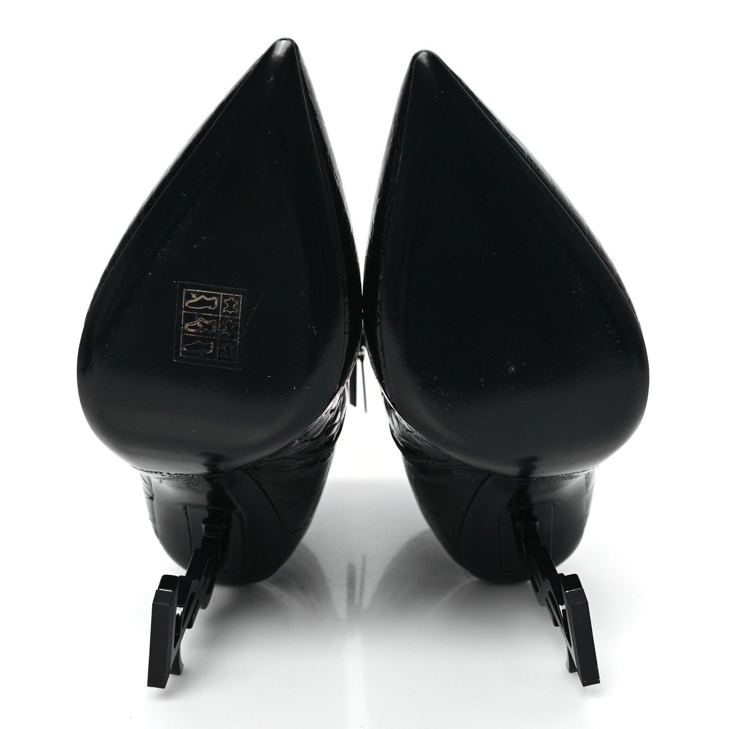 Saint Laurent Alligator Embossed Patent Calfskin Opyum 110 Ankle Boots 38 Black 5 of 8