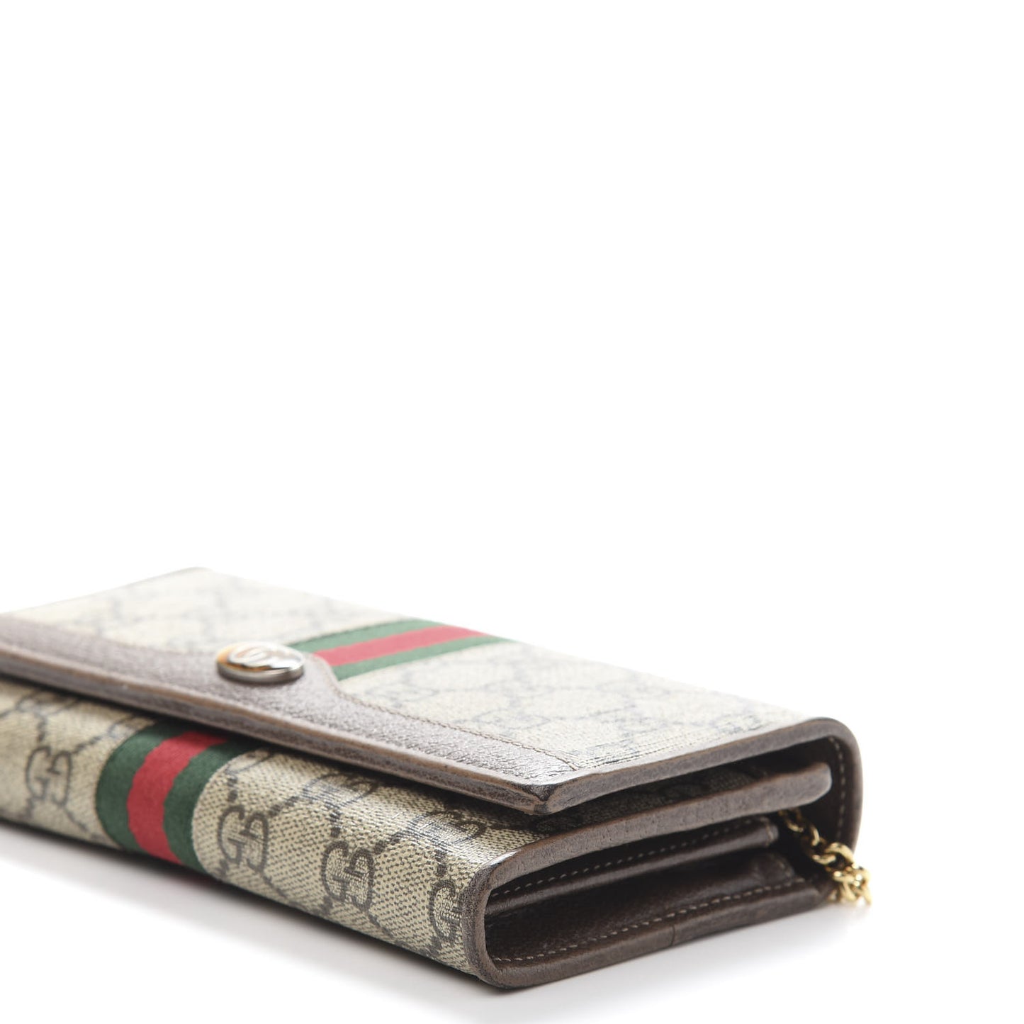 GG Supreme Monogram Web Ophidia Wallet On Chain Brown