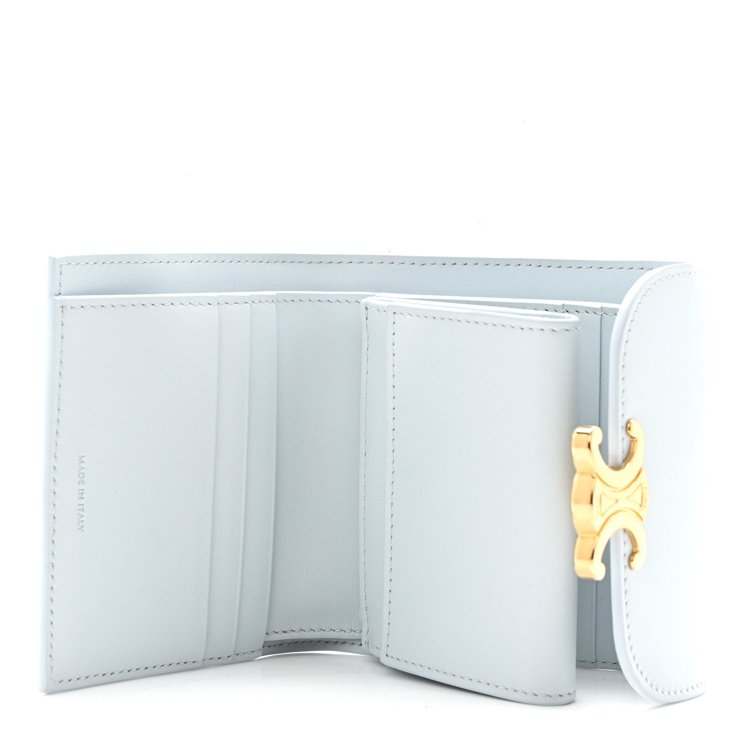 Celine Shiny Calfskin Small Triomphe Wallet Soft Blue 5 of 8