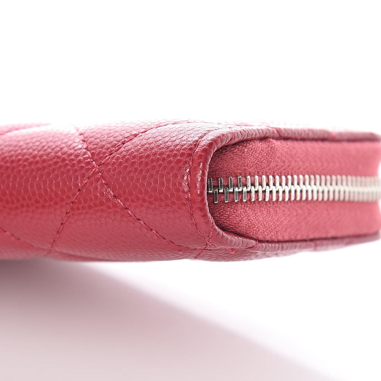 Caviar Quilted Zip Coin Purse Dark Pink