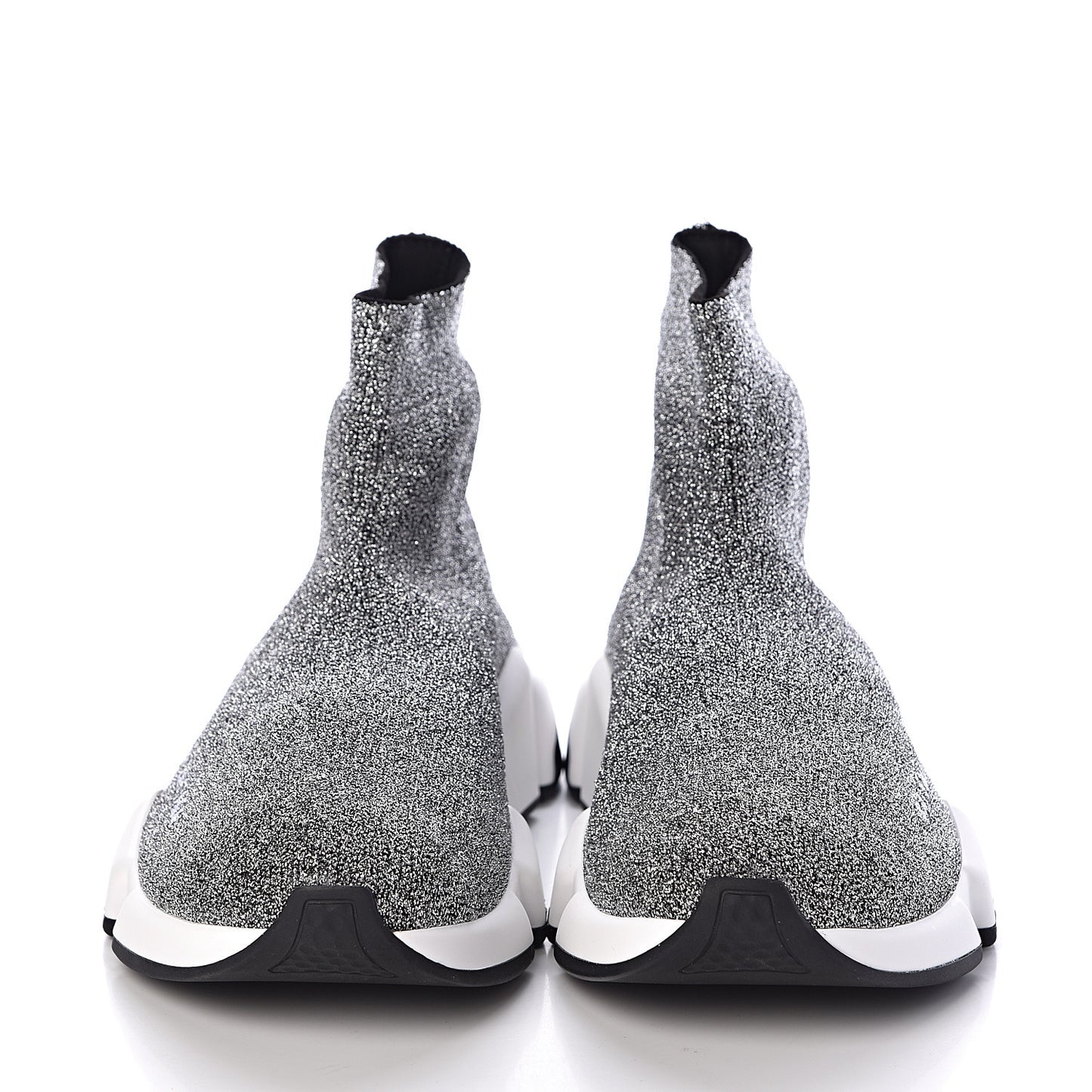 Laminated Knit Bi-Color Sole Womens Speed Sneakers 39 Silver White Black