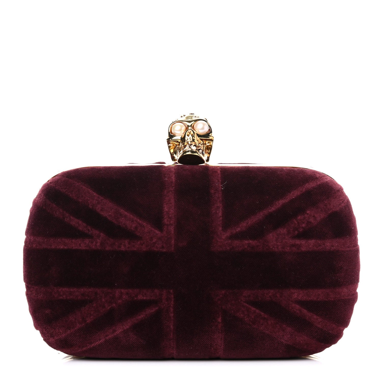 Alexander McQueen Velvet Britannia Skull Box Clutch 1 of 12