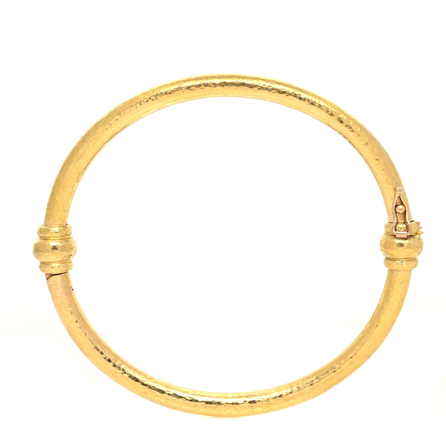 Elizabeth Locke 19K Yellow Gold Hammered Wire Bangle Bracelet 1 of 5