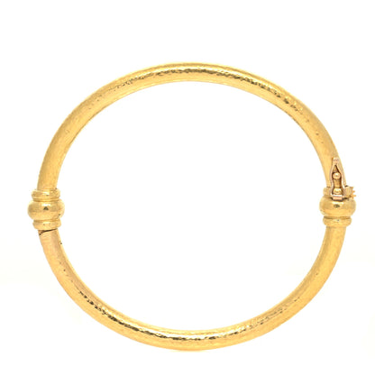Elizabeth Locke 19K Yellow Gold Hammered Wire Bangle Bracelet 1 of 5