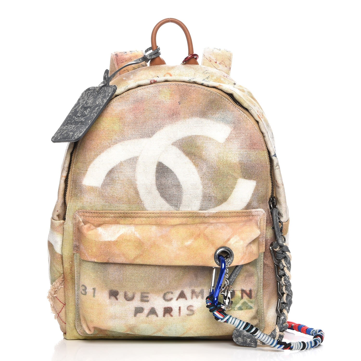 Chanel Graffiti Printed Canvas Medium Backpack Beige 1 of 9