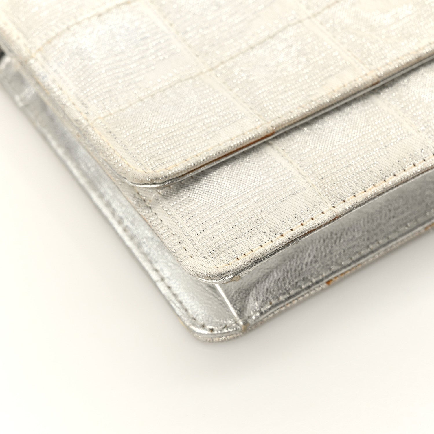 Chanel Nylon Travel Wallet On Chain WOC Metallic Silver 11 of 13