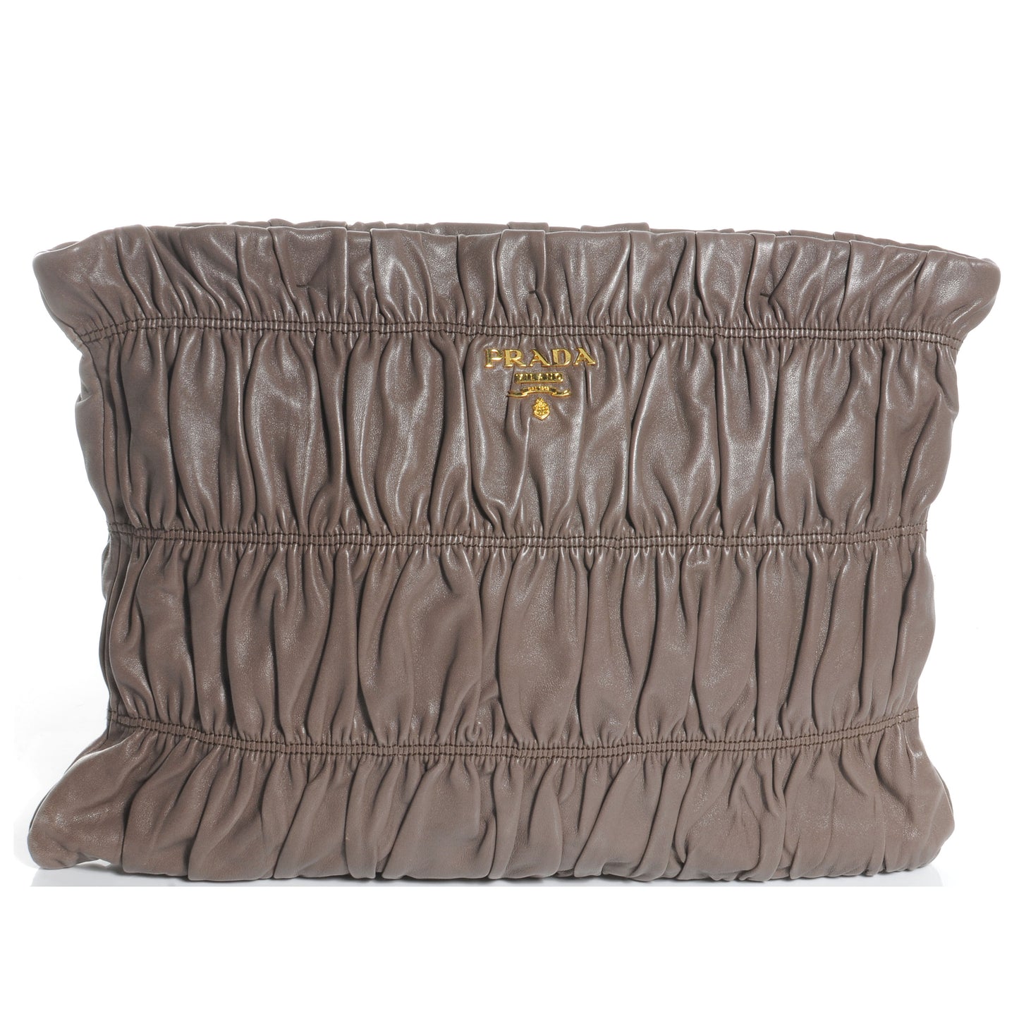Nappa Dressy Gaufre Ruched Clutch Bambu