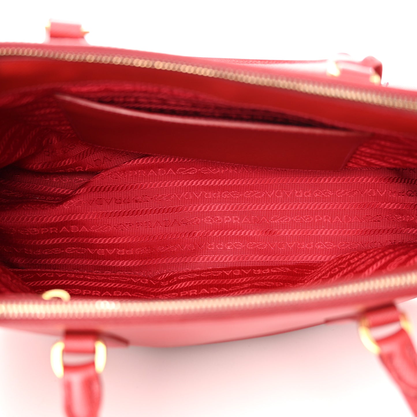 Saffiano Lux Small Galleria Double Zip Tote Fuoco