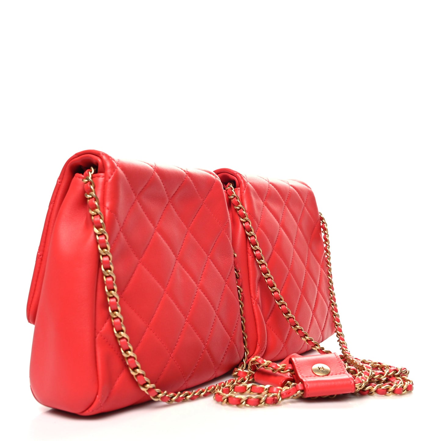 Lambskin Quilted Side-Packs Red