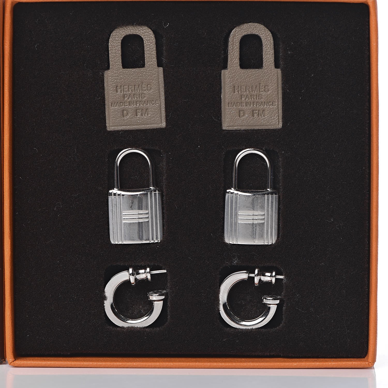 Hermes Palladium Swift O'Kelly Earrings Etoupe 6 of 7