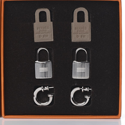 Hermes Palladium Swift O'Kelly Earrings Etoupe 6 of 7