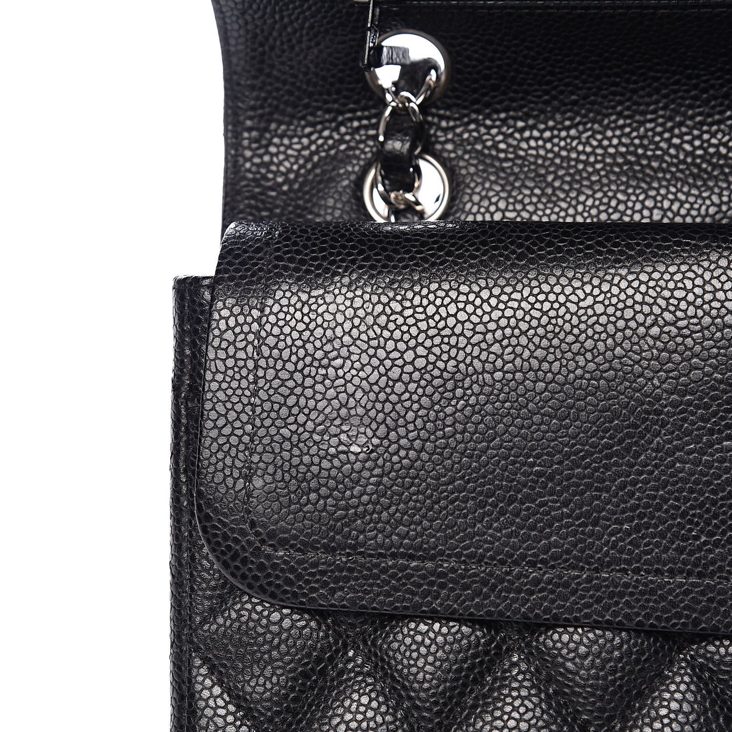 Caviar Quilted Medium Double Flap Black