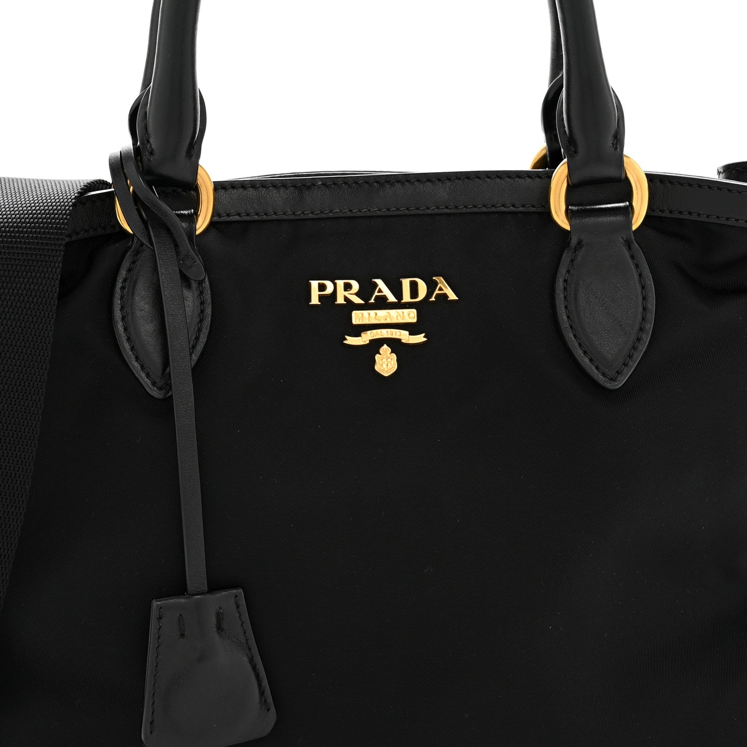 Prada Tessuto Nylon Soft Calf Tote Black 9 of 16