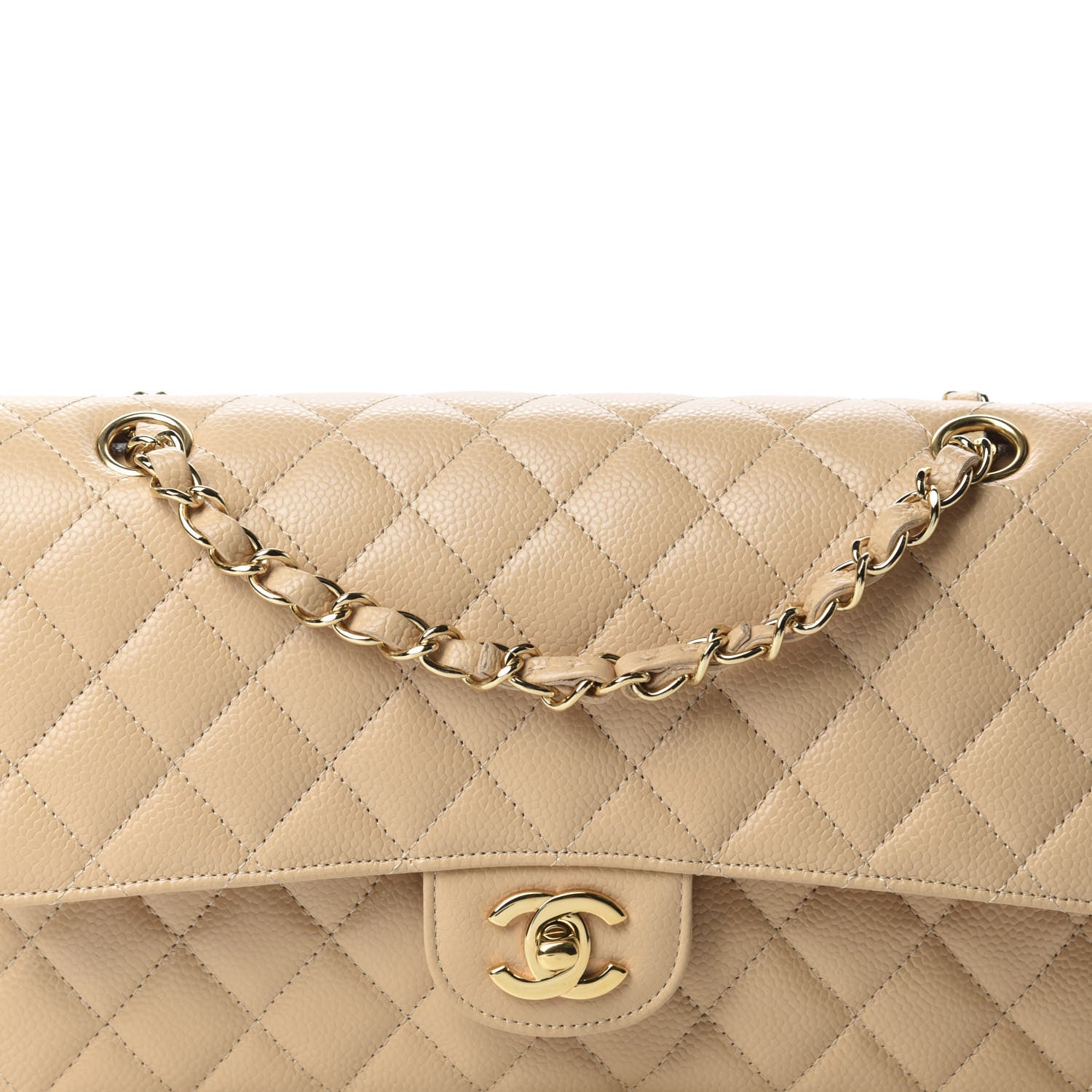 Chanel Caviar Quilted Medium Double Flap Beige Clair 10 of 11